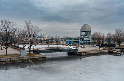 Bridge over river against sky