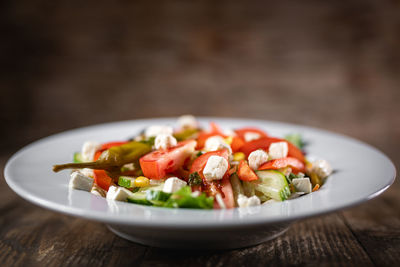 Close-up of salad in plate on table