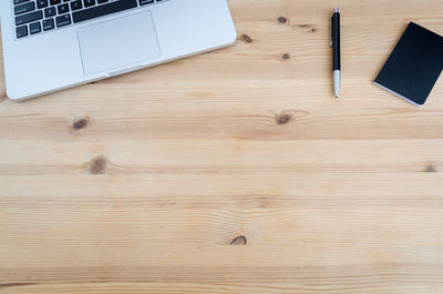 High angle view of laptop on table