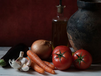 Close-up of tomatoes on table