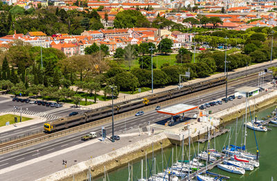 High angle view of city