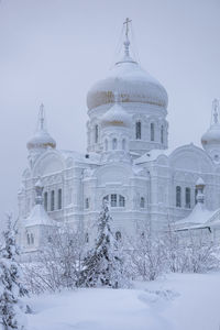 Low angle view of church against clear sky
