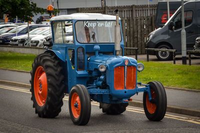 Side view of a vehicle on the road