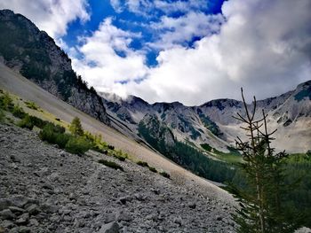 Scenic view of mountains against sky
