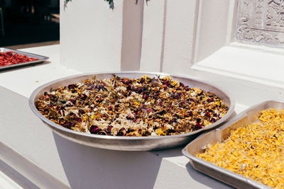 Close-up of salad in bowl on table