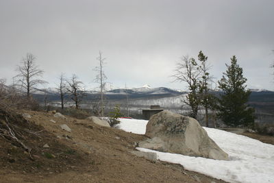 Scenic view of landscape against sky during winter