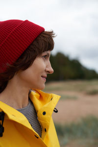 One with nature. crop closeup portrait of mature beautiful woman 