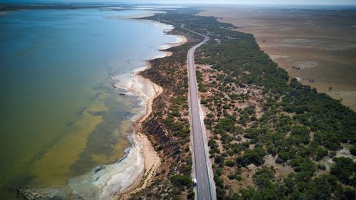 High angle view of beach