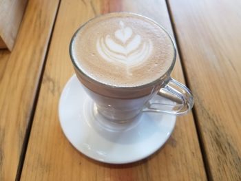 High angle view of coffee on table