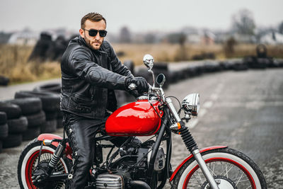 Man riding motorcycle