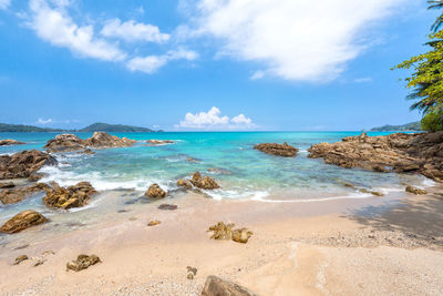 Scenic view of beach against sky