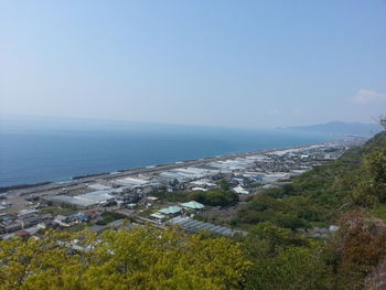 Scenic view of sea against clear sky