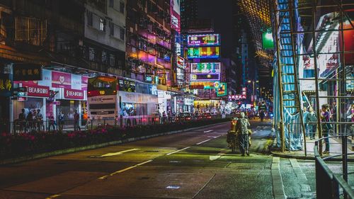 View of illuminated city at night