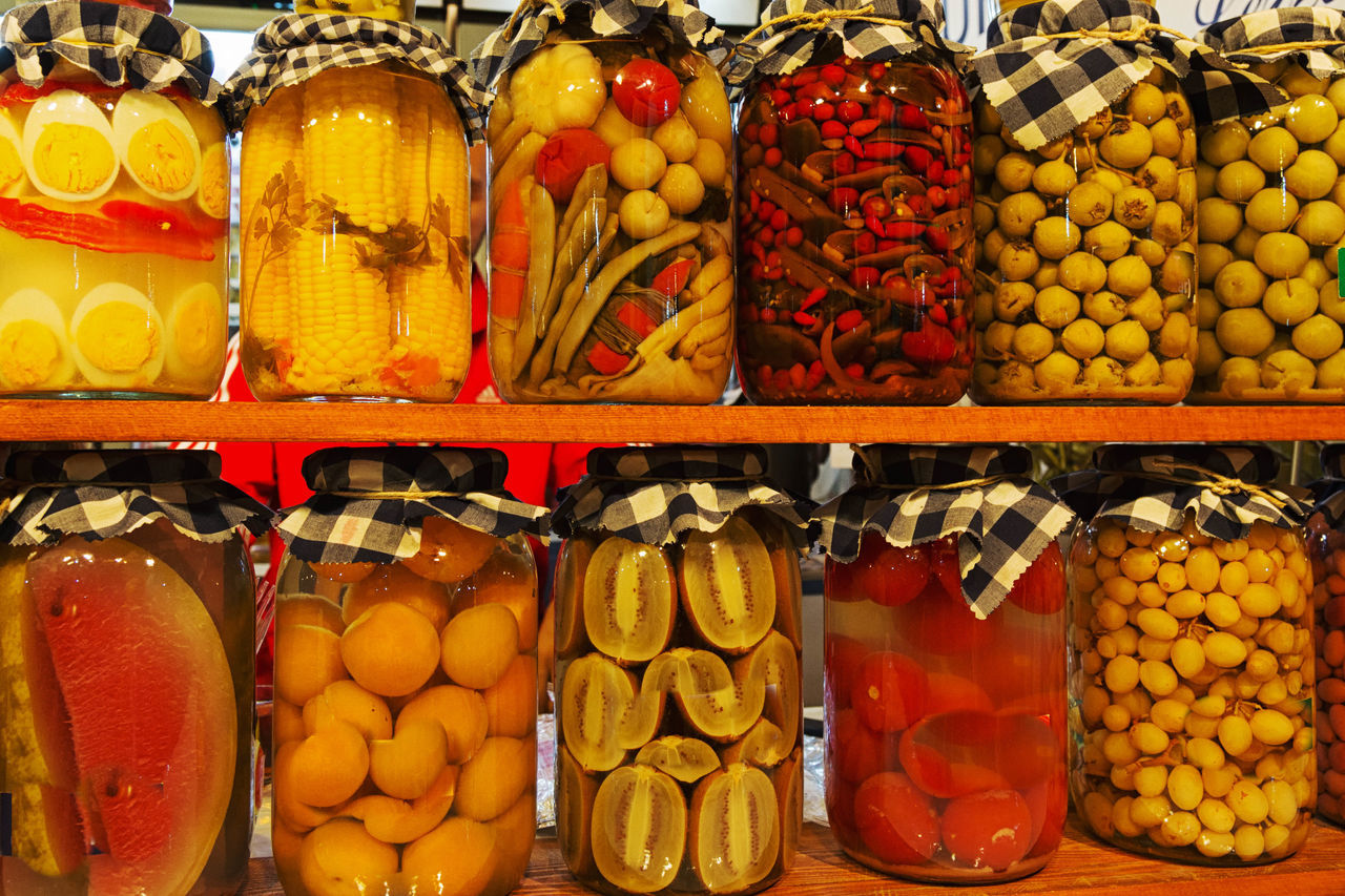 Background, bell, bottled, brine, canned, canning, closeup, container, cooking, cucumber, eating, food, fruit, garlic, glass, gourmet, groceries, healthy, homemade, ingredient, isolated, jam, jar, jars, kitchen, marinate, marinated, meal, mushrooms, musta