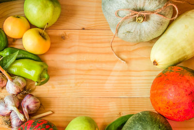 High angle view of fruits on table