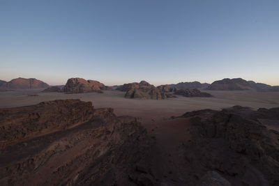 Scenic view of desert against clear sky