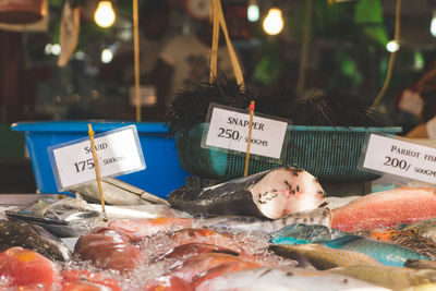 Close-up of fish for sale in market