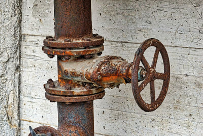 Close-up of rusty metal pipe