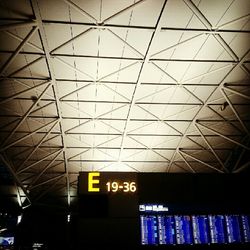 Low angle view of illuminated ceiling