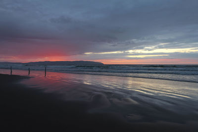 Scenic view of sea at sunset