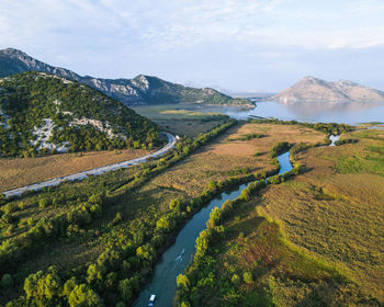 High angle view of landscape against sky