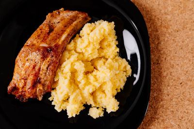 High angle view of breakfast in plate