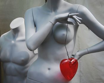 Close-up of red object on table