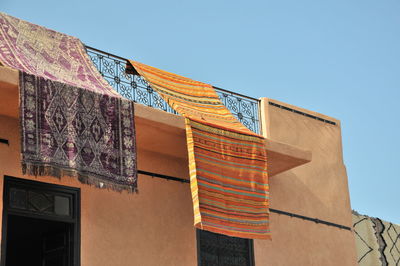 Low angle view of traditional building against clear sky