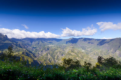 Scenic view of mountains against sky