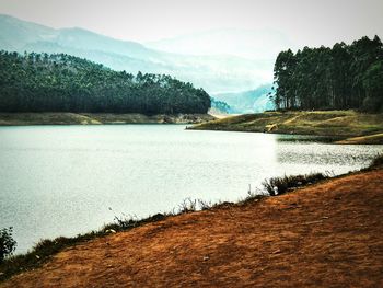 Scenic view of lake against sky