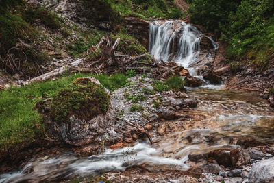 View of waterfall in forest