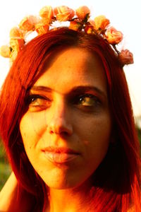 Close-up portrait of beautiful young woman