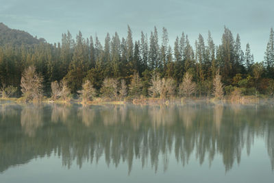 Scenic view of lake against sky