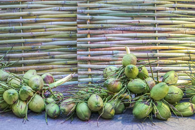 Stack of fruits for sale at market stall