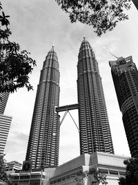 Low angle view of modern buildings against sky