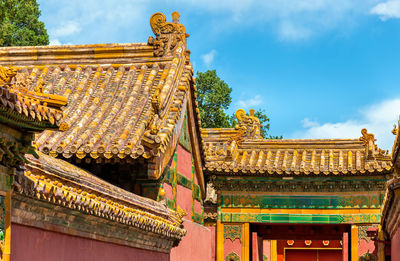 Low angle view of temple against sky