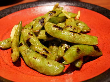 High angle view of chopped vegetables in bowl