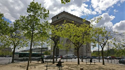 Built structure against trees