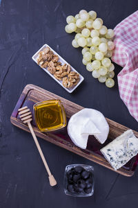 High angle view of food on table