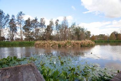 Scenic view of lake against sky