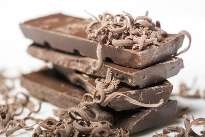 Close-up of chocolate on white background