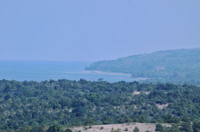 Scenic view of sea against clear sky