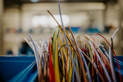 Industrial cable colours in factory.