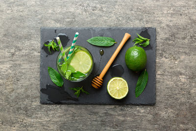 High angle view of food on table