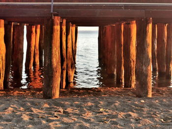 Scenic view of pier over sea against sky