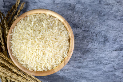 High angle view of bread in bowl