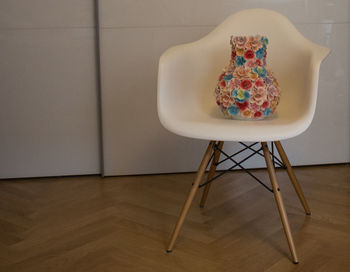 Close-up of chair on table at home