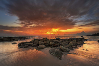 Scenic view of sea against sky during sunset