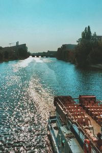 High angle view of river against clear sky