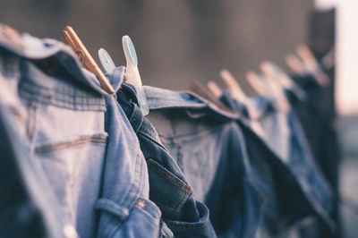 Close-up of clothesline